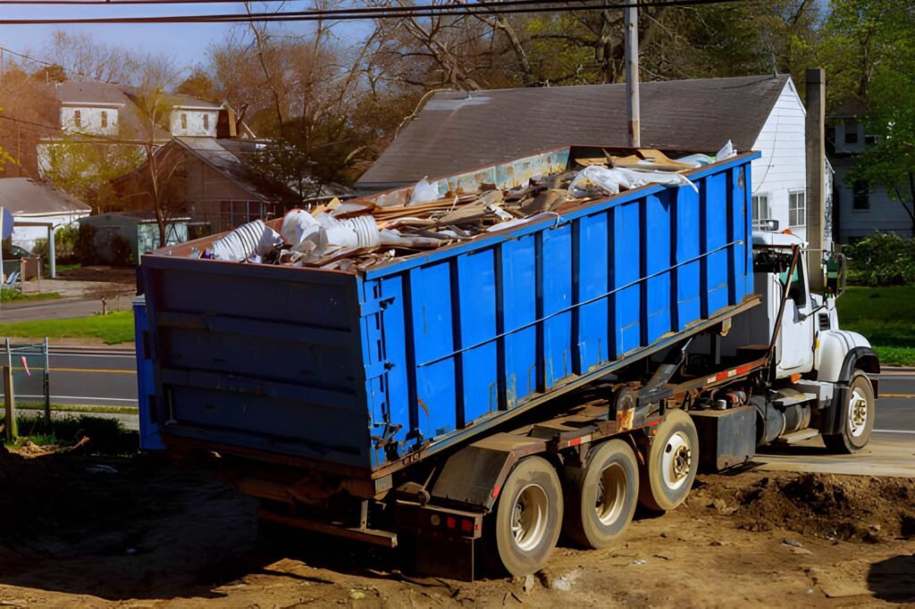 Recycling container trash dumpsters being full with garbage